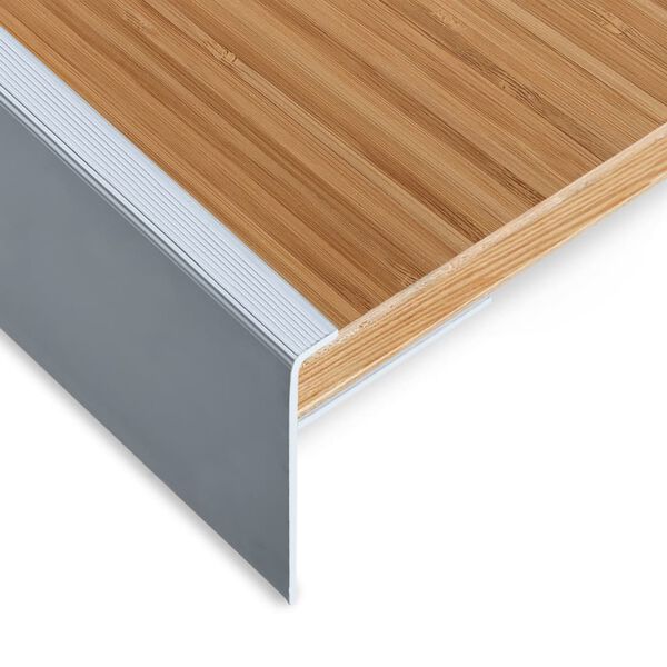 vidaXL F字型 階段用段鼻 15点 アルミ 90cm シルバー