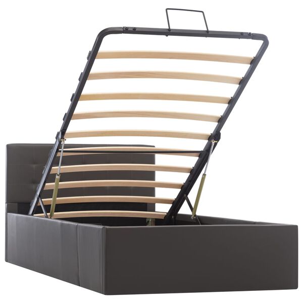 vidaXL 油圧式収納ベッドフレーム グレー 合成皮革製 100x200cm