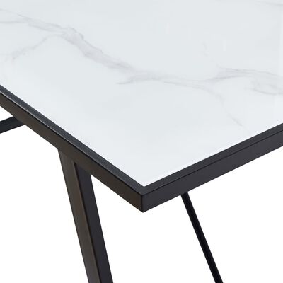 vidaXL ダイニングテーブル ホワイト 160x80x75cm 強化ガラス製