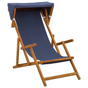 vidaXL デッキチェア 3 ポジション ソリッドユーカリウッド ブルー