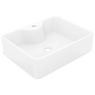 vidaXL バスルーム用 洗面ボウル 蛇口穴付き セラミック製 ホワイト 正方形