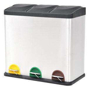 vidaXL ペダル式分別ごみ箱 ステンレススチール製 54L