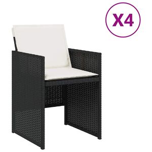 vidaXL ガーデンチェア クッション付き 4点 ブラック ポリラタン製