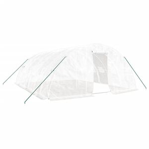 vidaXL スチールフレーム温室 ホワイト 30 m&sup2; 6x5x2.3 m