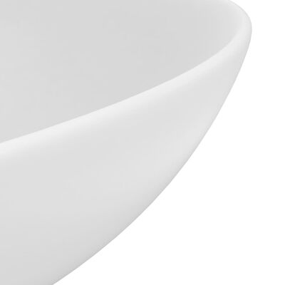 vidaXL バスルーム用 洗面ボウル セラミック製 マットホワイト 丸型