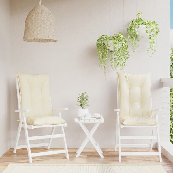 vidaXL ガーデンハイバックチェア クッション 2点 クリーム 120x50x7 cm ファブリック