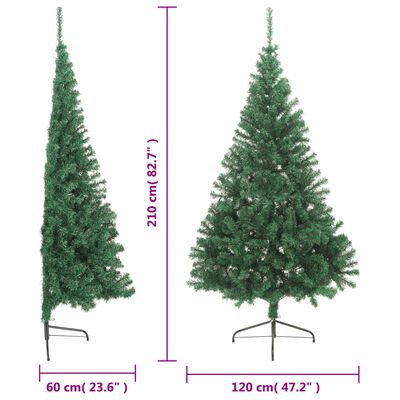 vidaXL ハーフ型 人工クリスマスツリー スタンド付 グリーン 210 cm PVC製