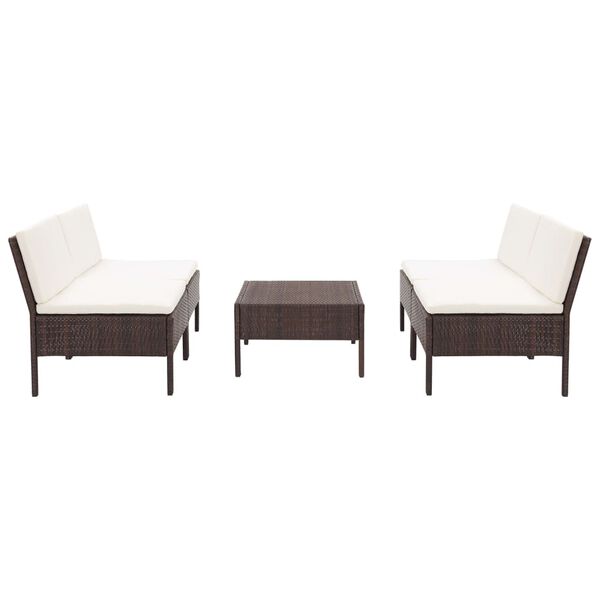 vidaXL ガーデンラウンジ5点セット クッション付き ポリラタン製 ブラウン