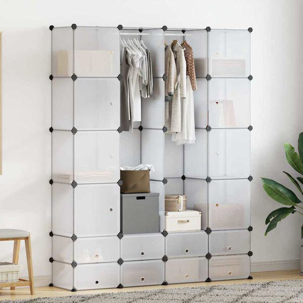 vidaXL モジュール式収納キャビネット コンパートメント18点付き 37x146x180.5cm ホワイト