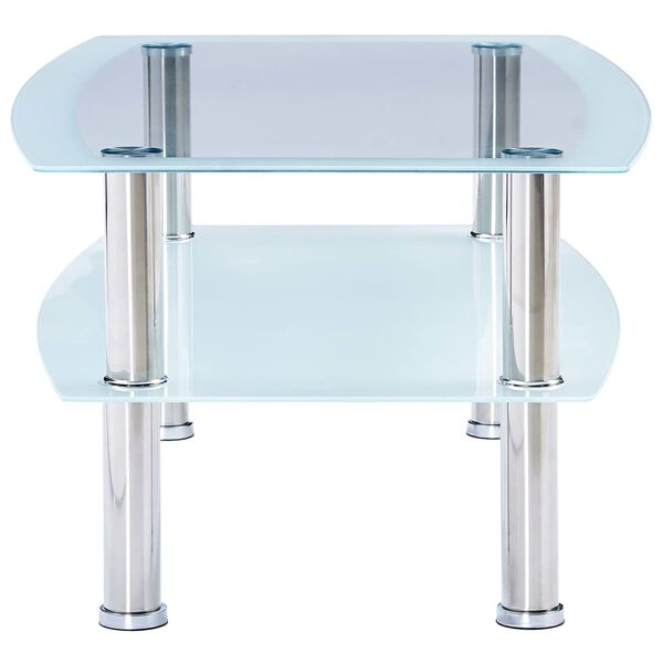 vidaXL コーヒーテーブル ホワイト 100x60x42cm 強化ガラス製