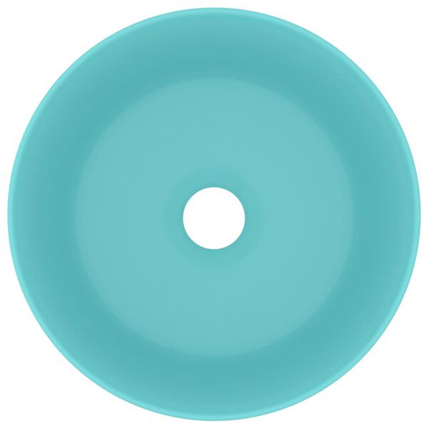 vidaXL ラグジュアリー 洗面器 丸型 マットライトグリーン 40x15cm セラミック製