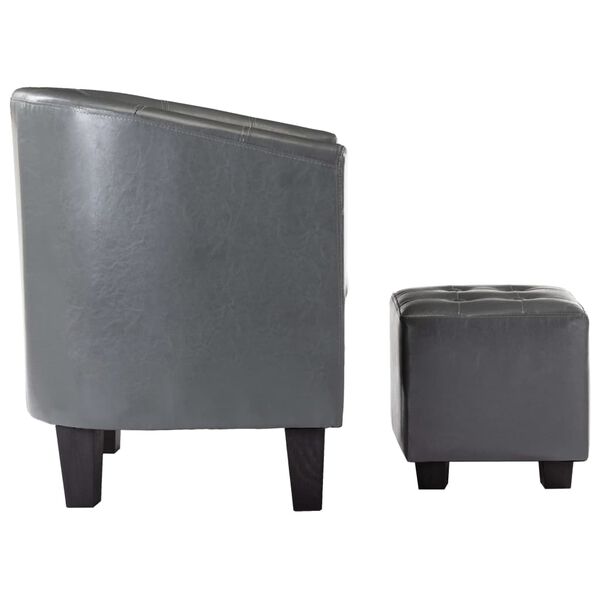 vidaXL タブチェア フットスツール付き 合成皮革 グレー