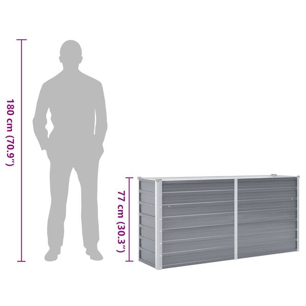 vidaXL ガーデンレイズドベッド 160x40x77cm 亜鉛メッキスチール グレー