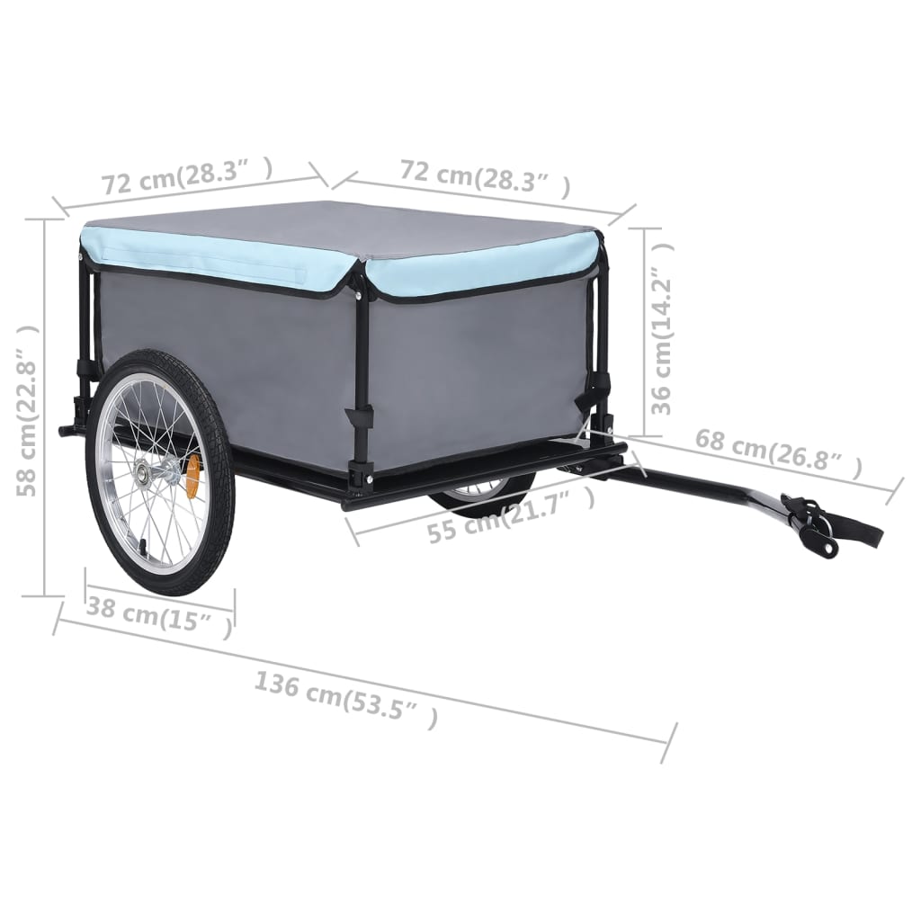 vidaXL 自転車用トレーラー ブラック＆ブルー 65kg