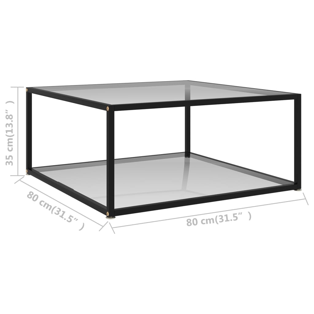 vidaXL コーヒーテーブル 透明 80x80x35cm 強化ガラス製