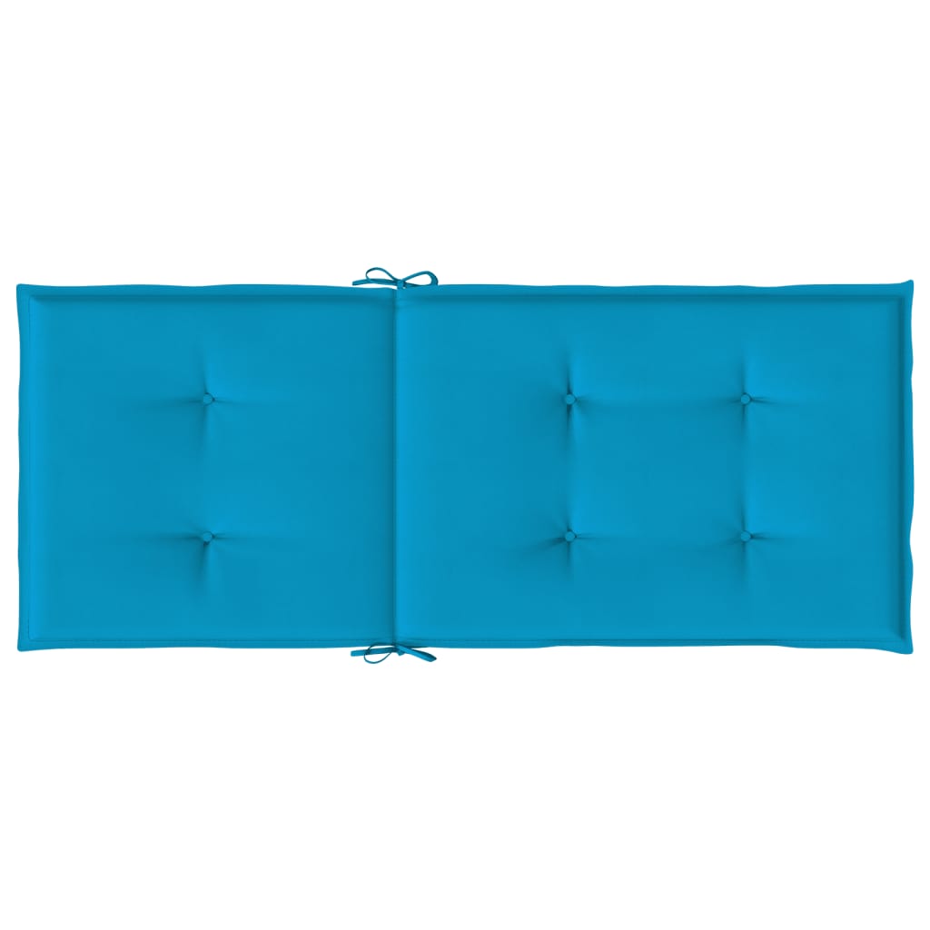 vidaXL ガーデンハイバックチェア クッション 2点 ブルー 120x50x3 cm ファブリック