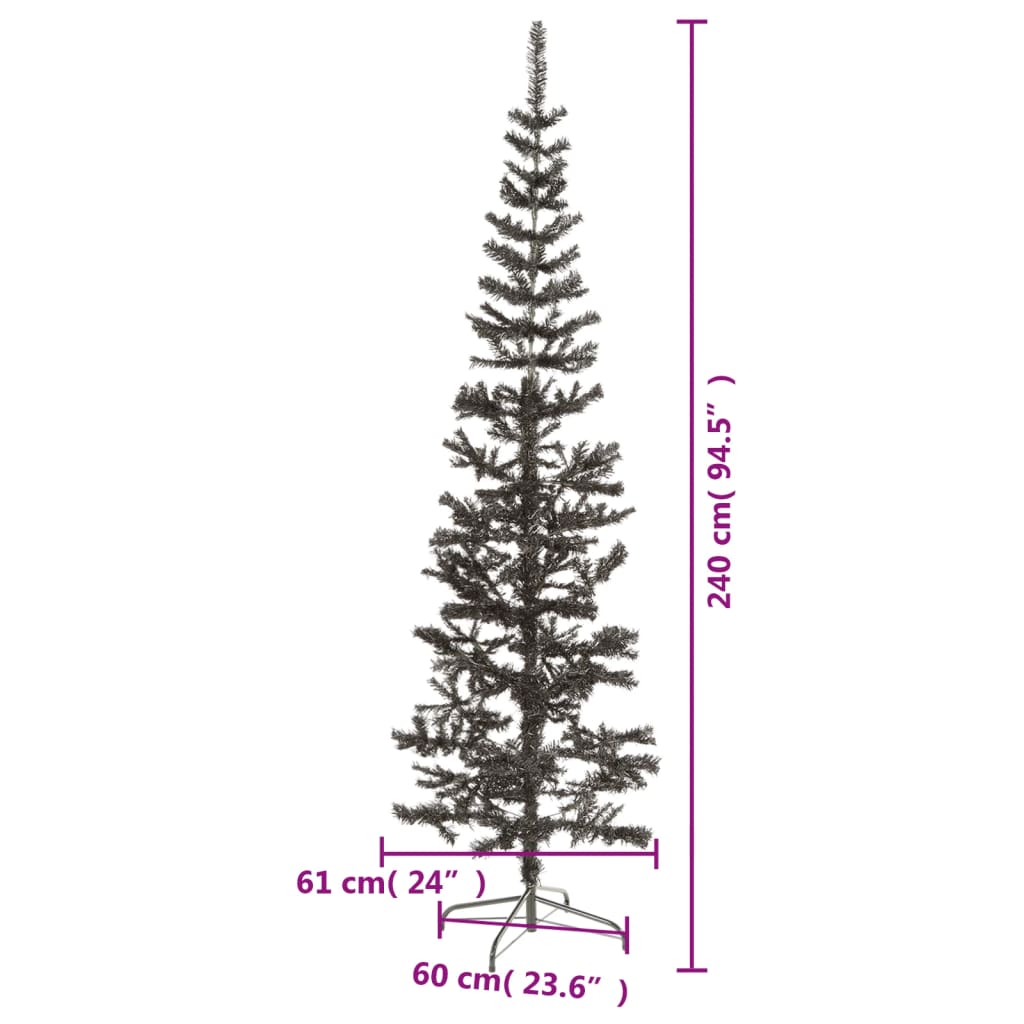 vidaXL スリム型 クリスマスツリー 240cm ピンク