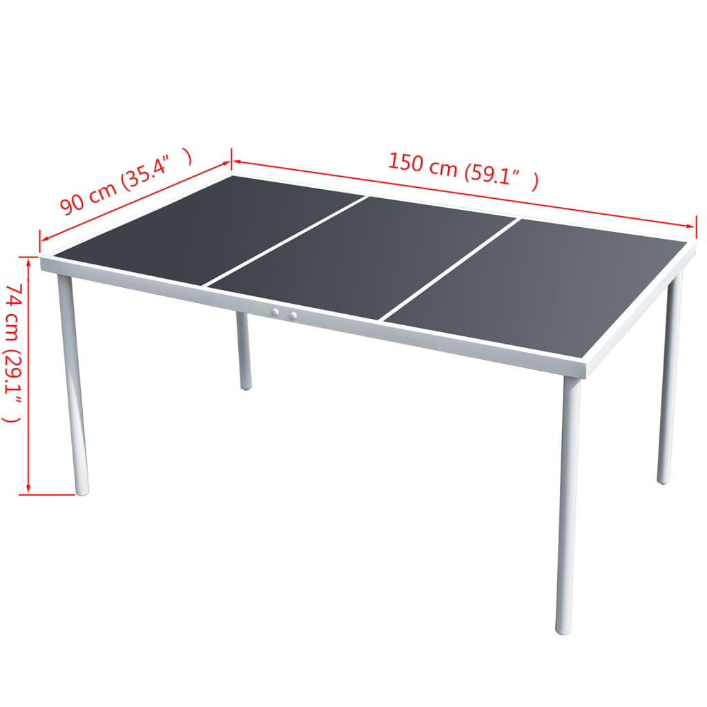 vidaXL ガーデンテーブル ブラック 150x90x74cm スチール製