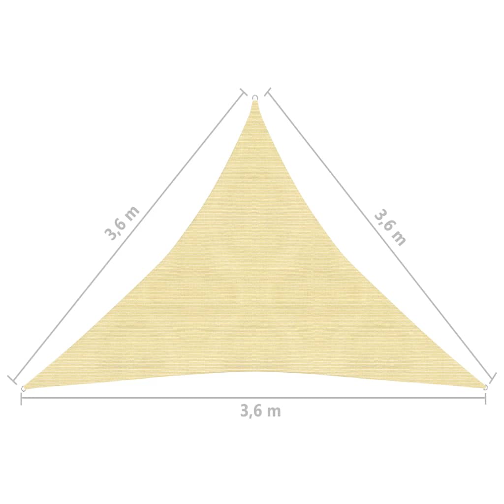 vidaXL サンシェード 高密度ポリエチレン製 三角形 3.6x3.6x3.6m ベージュ