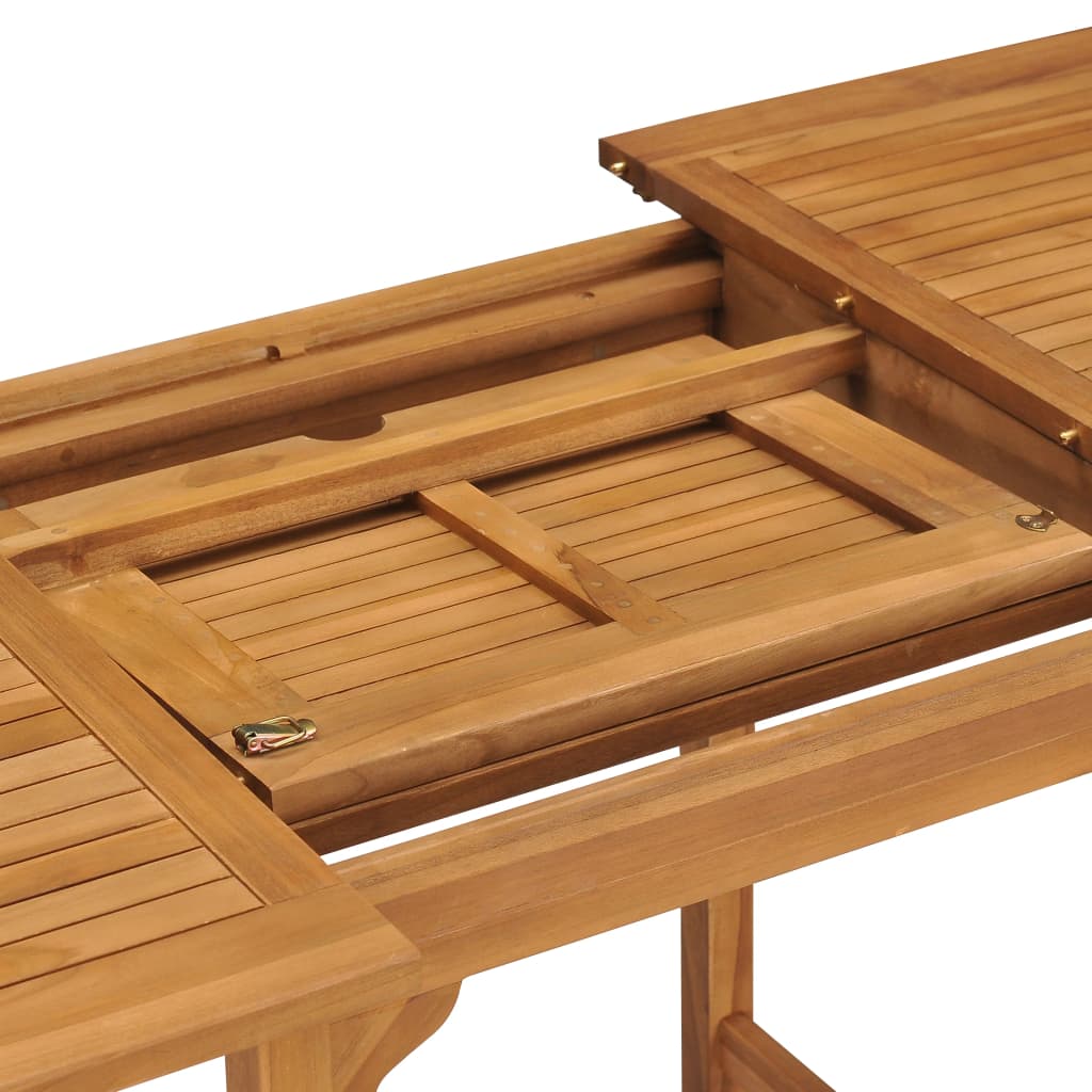 vidaXL 伸長式ガーデンテーブル (110-160)x80x75cm チーク無垢材