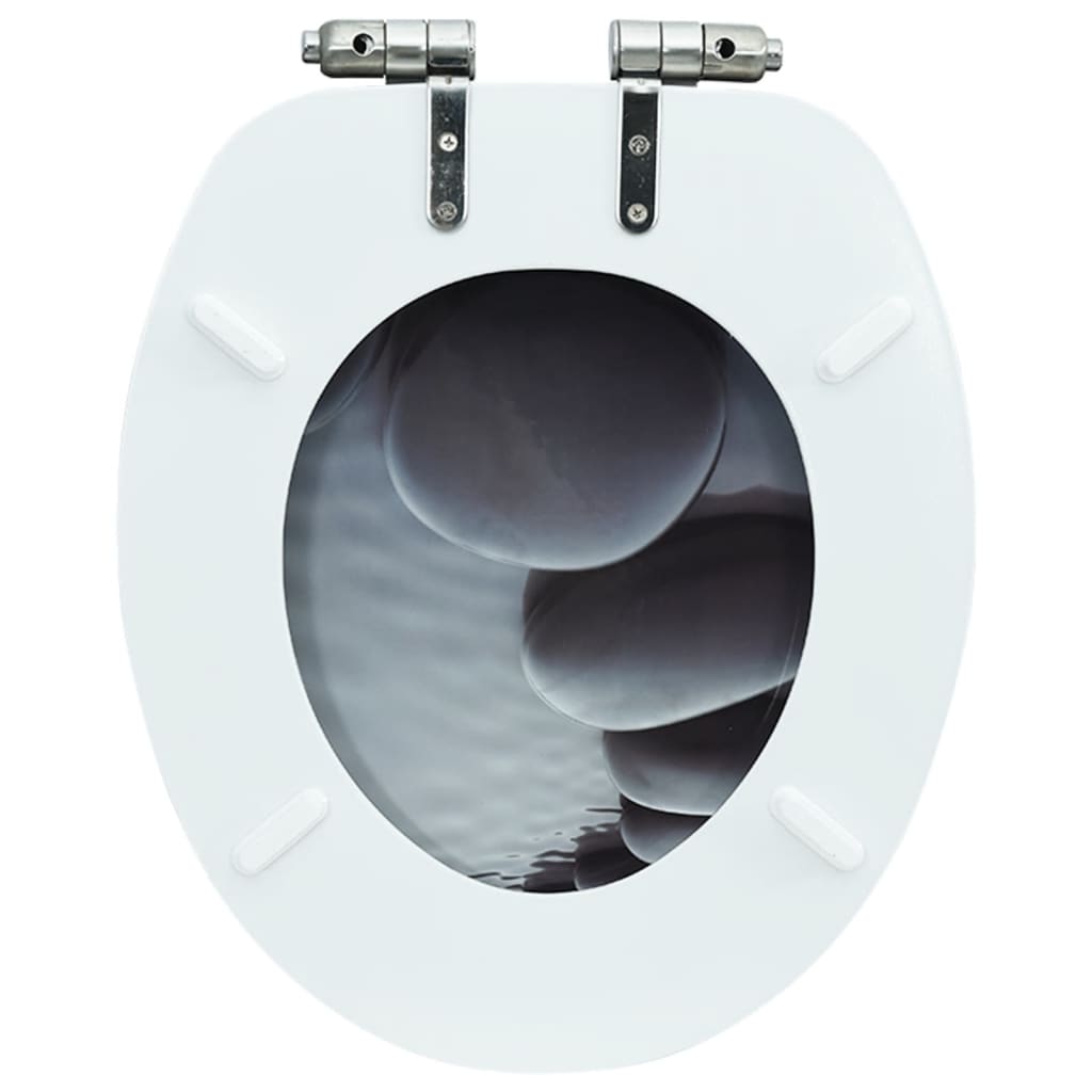 vidaXL トイレ便座 ソフトクローズ式ふた シンプル設計 MDF製 ストーンデザイン