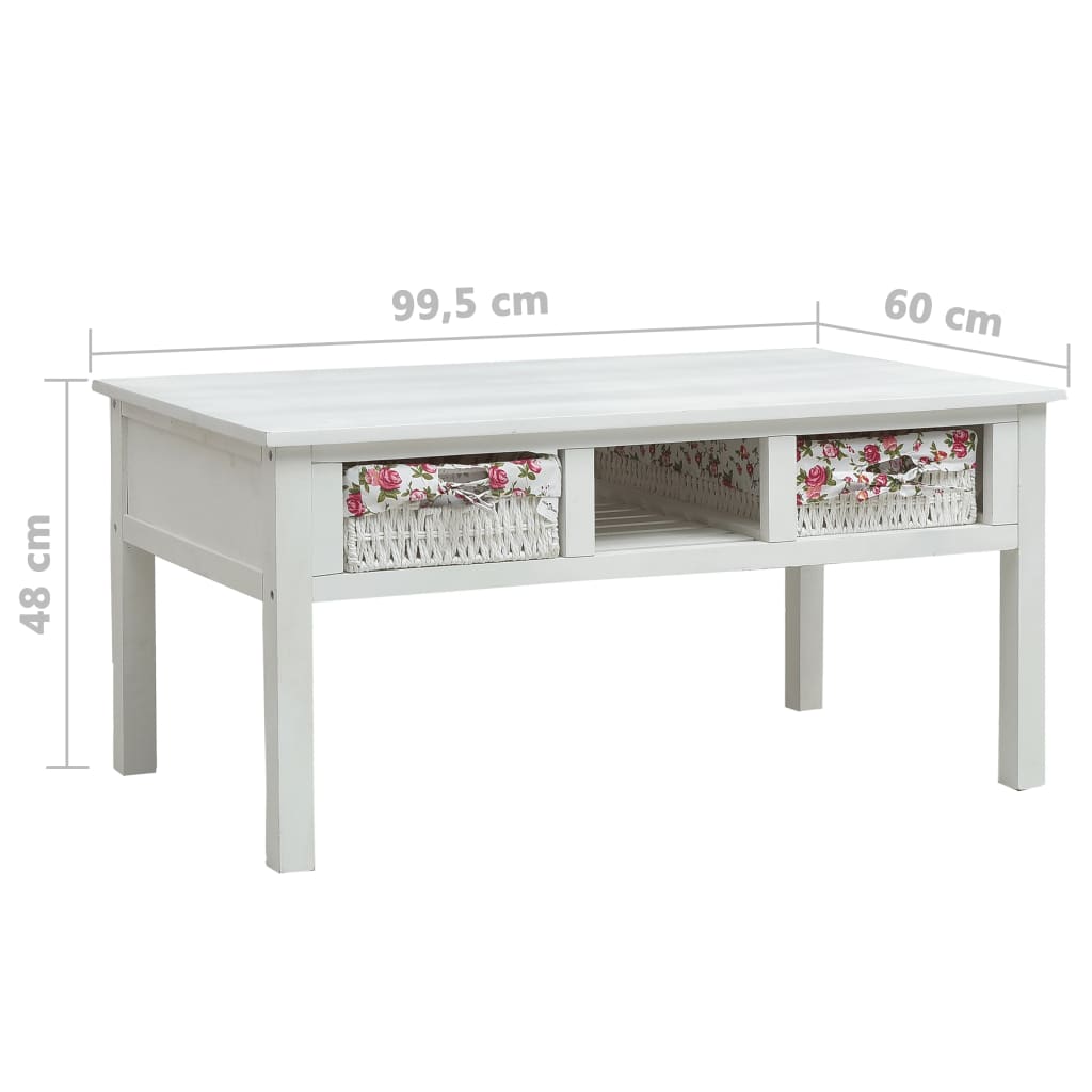 vidaXL コーヒーテーブル ホワイト 99.5x60x48cm 木製