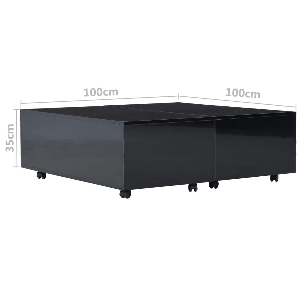 vidaXL コーヒーテーブル ハイグロス ブラック 100x100x35cm