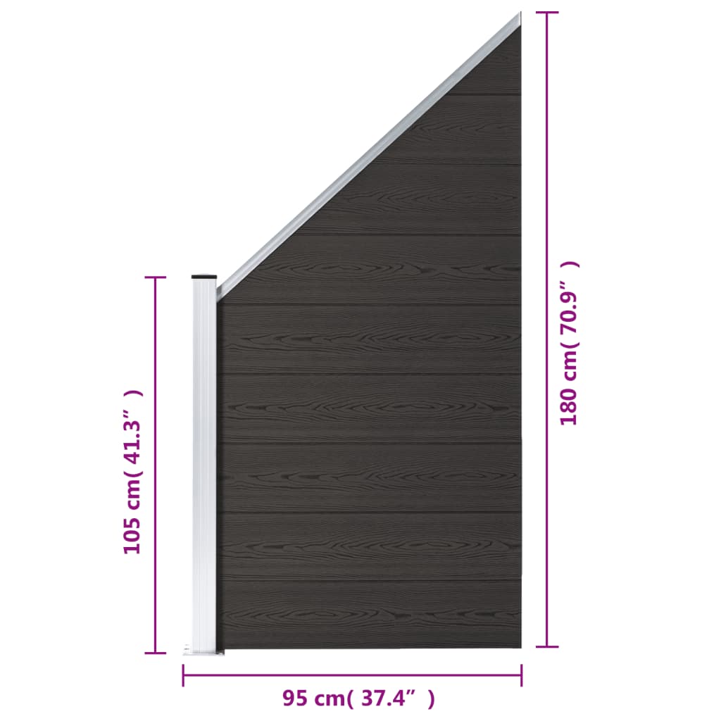 vidaXL フェンスパネル WPC 95x(105-180)cm ブラック