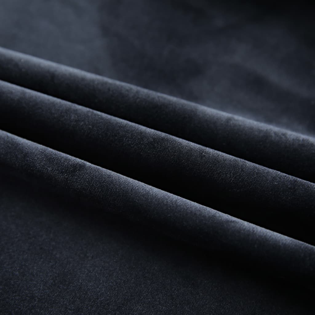 vidaXL 遮光カーテン 2面タイプ 140x245cm フック付き ベルベット製 ブラック