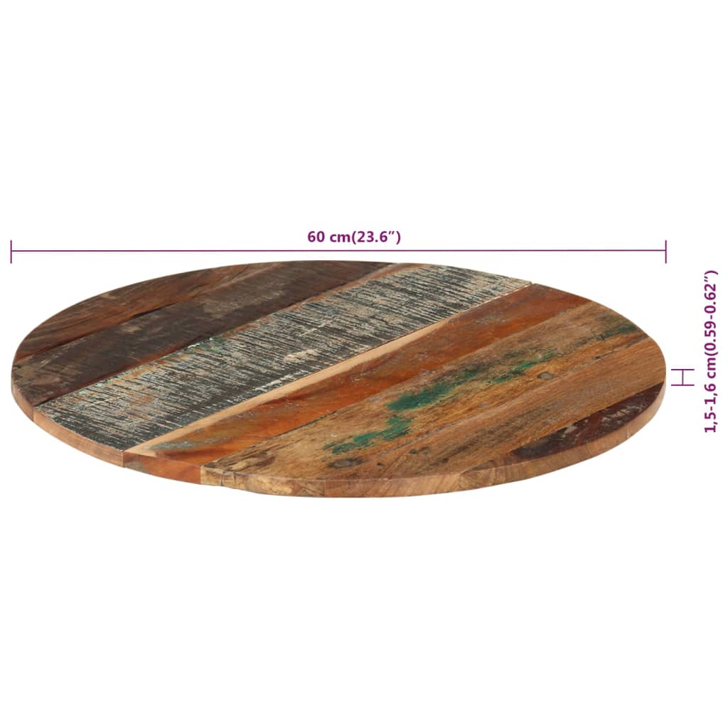 vidaXL テーブルトップ 円型 60cm 15-16mm 無垢の再生木材