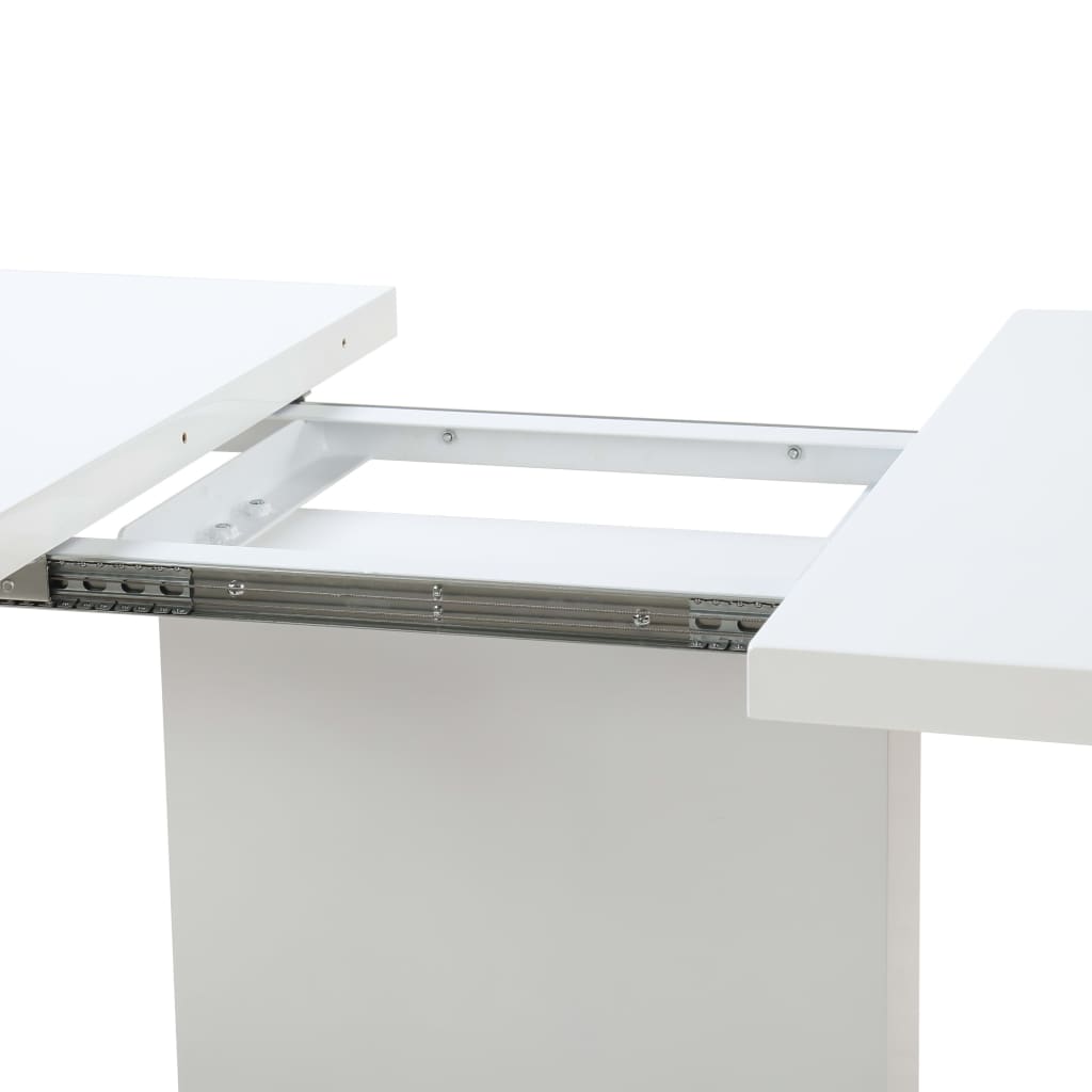vidaXL 伸長式ダイニングテーブル ハイグロス ホワイト 180x90x76 cm MDF