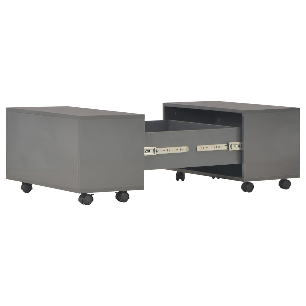 vidaXL コーヒーテーブル ハイグロス グレー 60x60x35cm パーティクルボード
