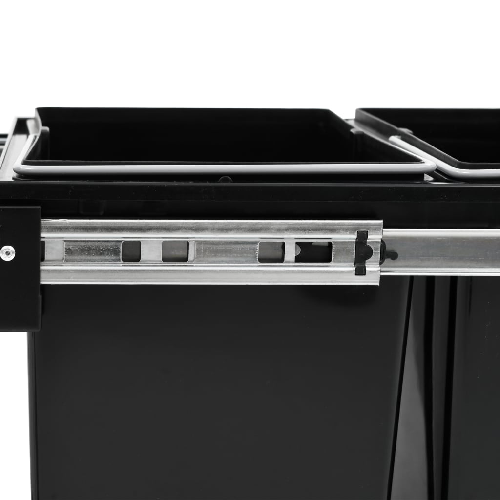 vidaXL キッチン食器棚引き出し式 リサイクルごみ箱 ソフトクローズ 48 L