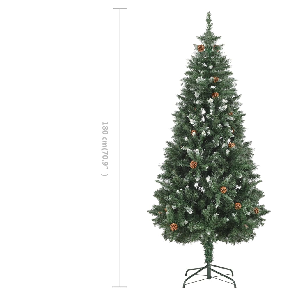vidaXL フェイククリスマスツリー 松ぼっくり＆ホワイトグリッター付き 180cm