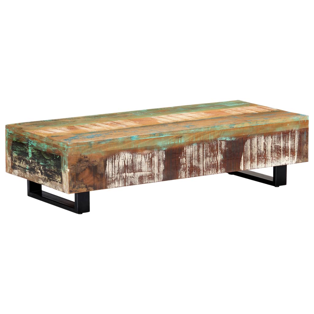 vidaXL コーヒーテーブル 120x50x30cm 無垢の再生木材＆スチール