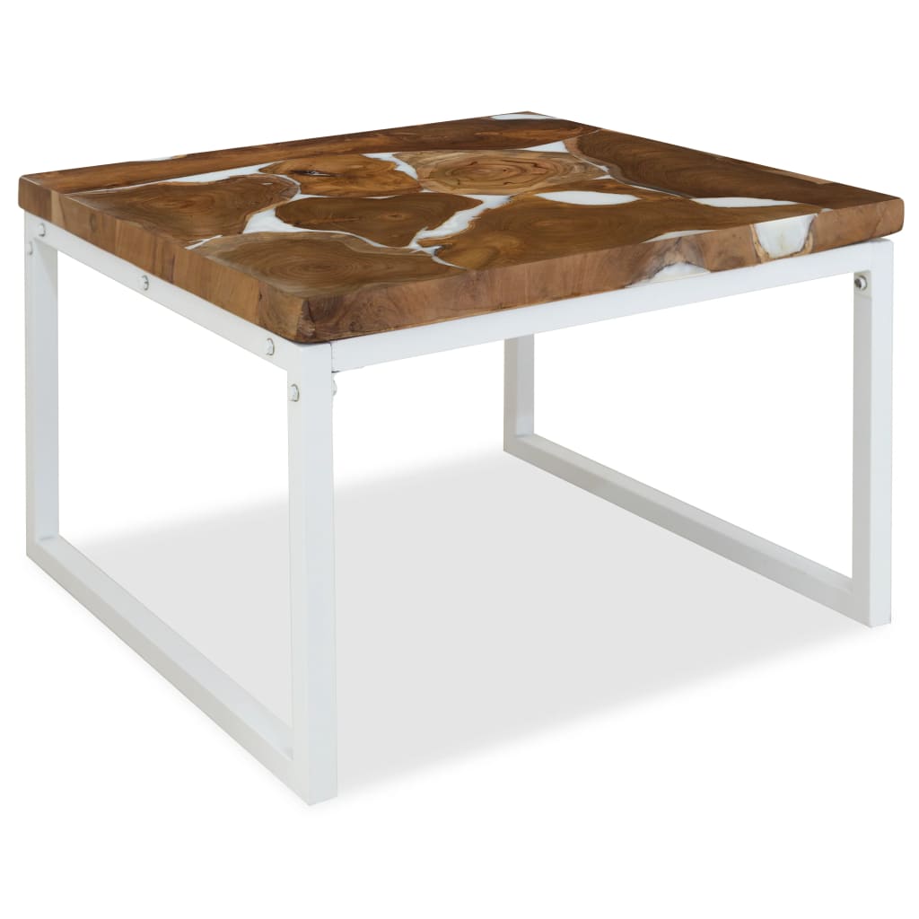 vidaXL コーヒーテーブル チーク材 樹脂 60x60x40cm