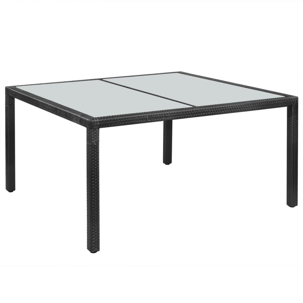 vidaXL ガーデンテーブル ブラック 150x90x75cm ポリラタン製