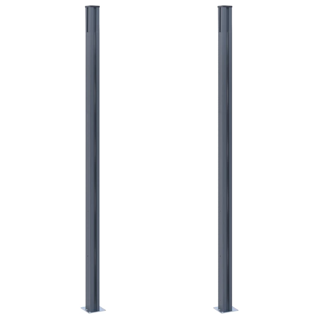 vidaXL フェンス支柱 2本セット ダークグレー アルミ製 185cm