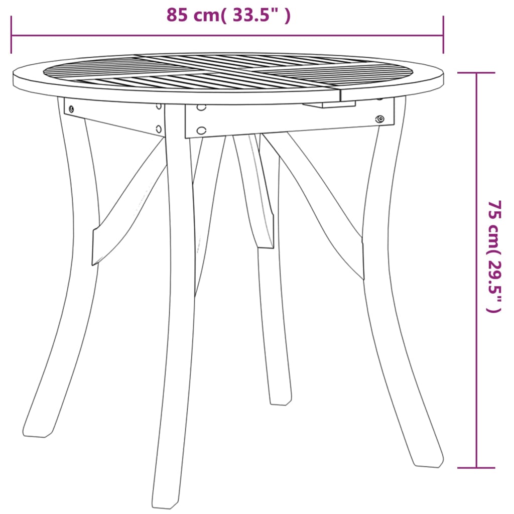 vidaXL ガーデンテーブル 直径85cm アカシア無垢材