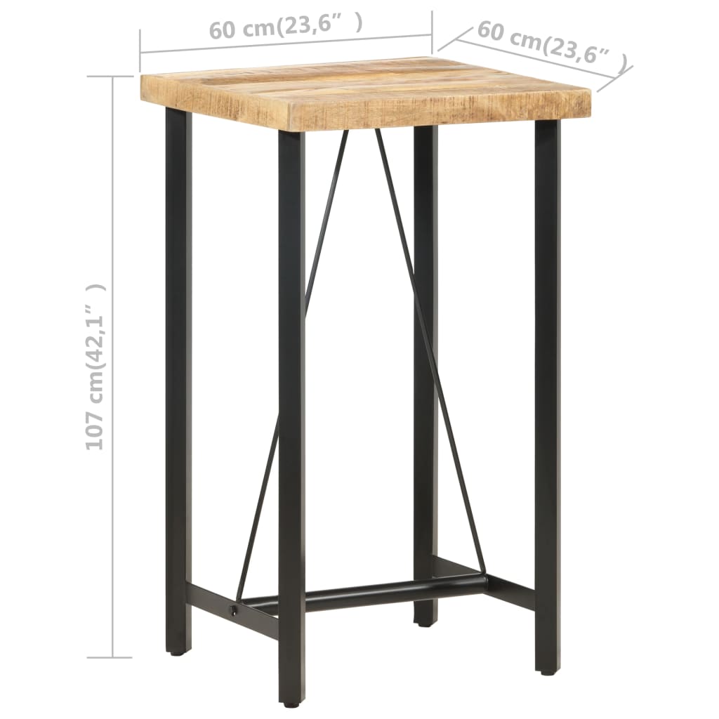 vidaXL バーテーブル 60x60x107cm マンゴー無垢材 (粗目)