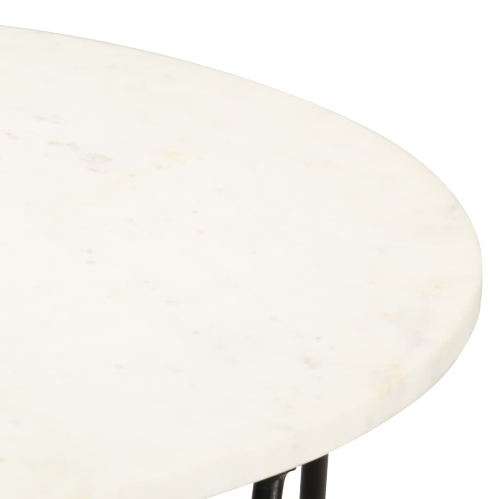 vidaXL コーヒーテーブル ホワイト 65x65x42cm 天然石 大理石風