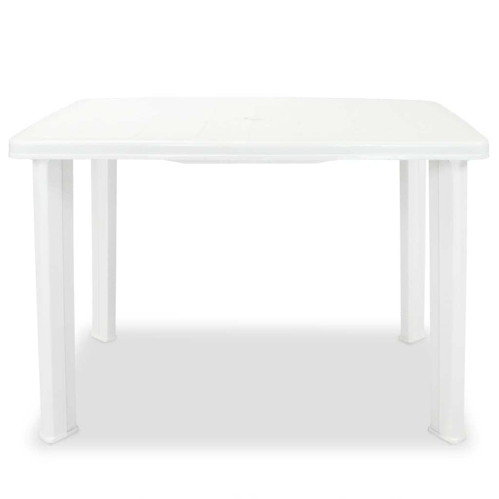 vidaXL ガーデンテーブル ホワイト 101x68x72cm プラスチック製