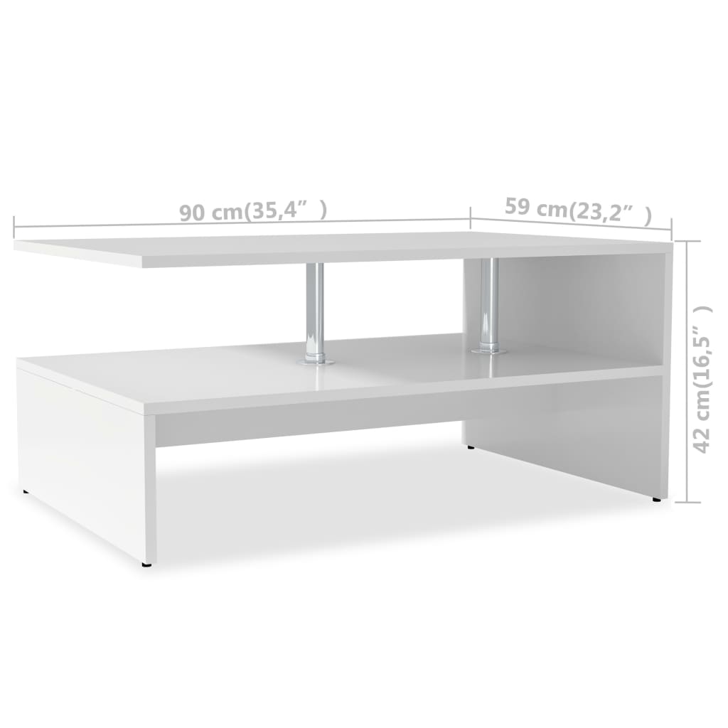 vidaXL コーヒーテーブル パーティクルボード 90x59x42cm ホワイト