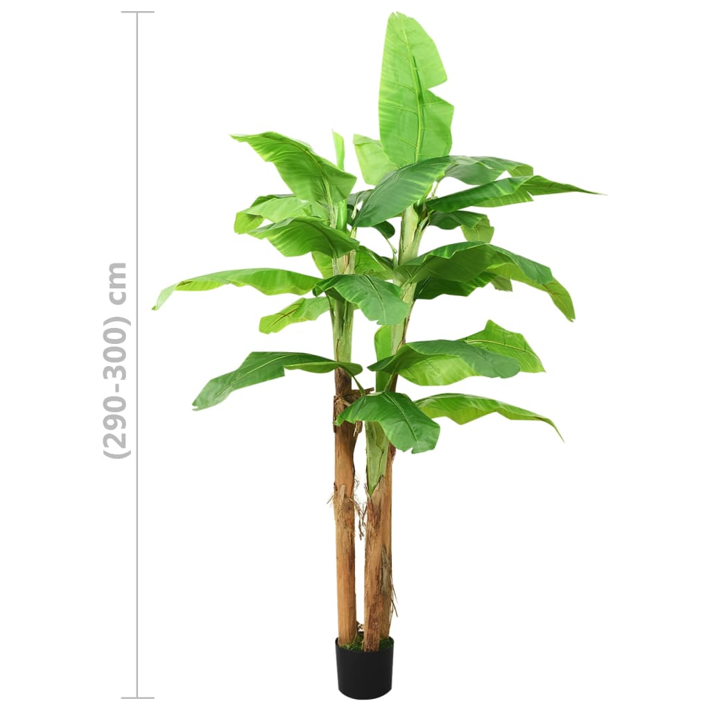 vidaXL 人工観葉植物 バナナの木 ポット付き 300cm グリーン
