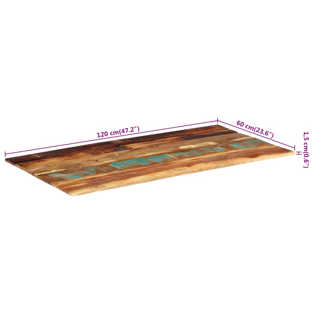 vidaXL テーブルトップ 長方形 60x120cm 15-16mm 無垢の再生木材