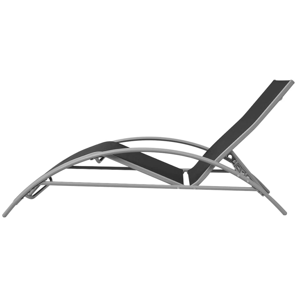 vidaXL サンラウンジャー テーブル付き アルミ製 ブラック