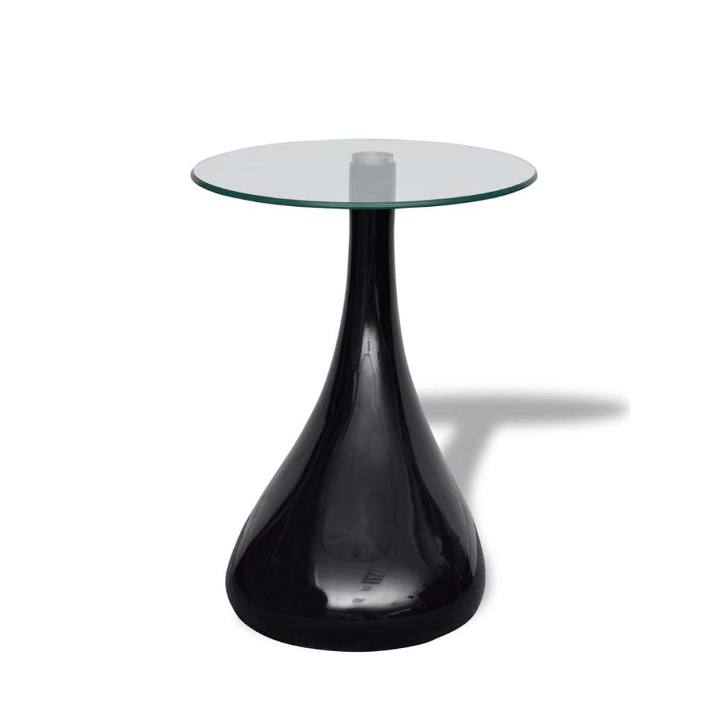 vidaXL コーヒーテーブル 丸型ガラストップ付き ハイグロスブラック