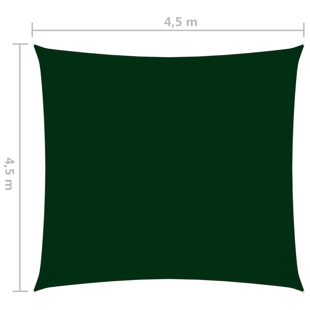 vidaXL サンシェードセイル 4,5x4,5ｍ 正方形 オックスフォード生地 ダークグリーン