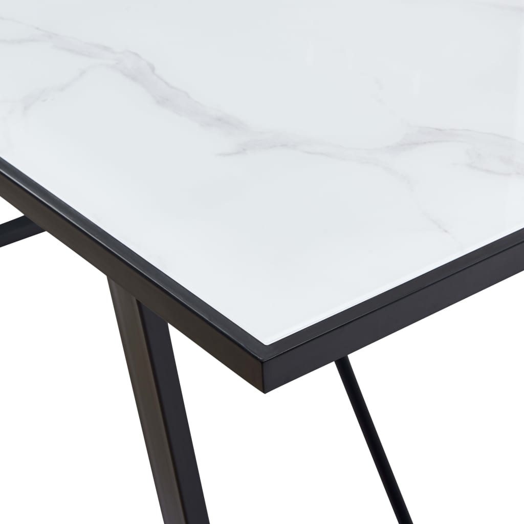 vidaXL ダイニングテーブル ホワイト 140x70x75cm 強化ガラス製