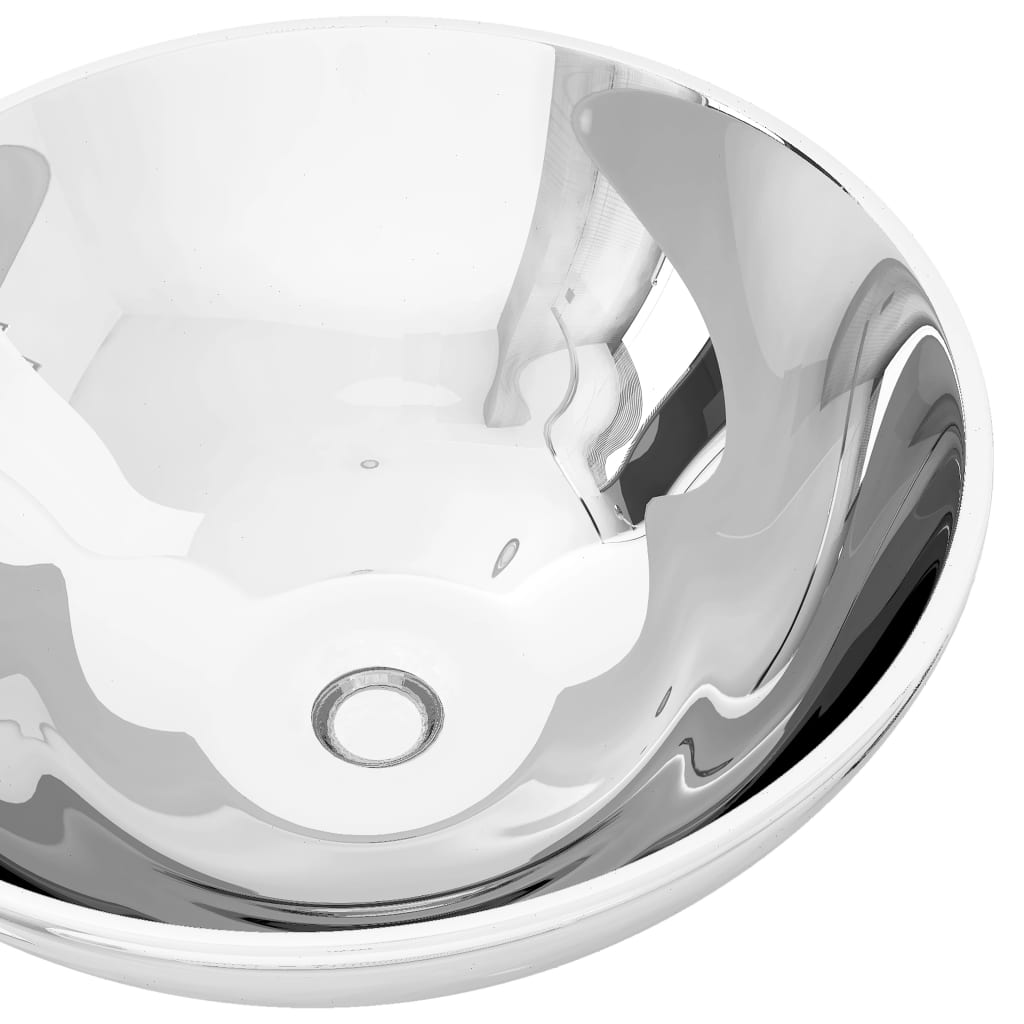 vidaXL 洗面器 32.5x14cm 陶器製 シルバー